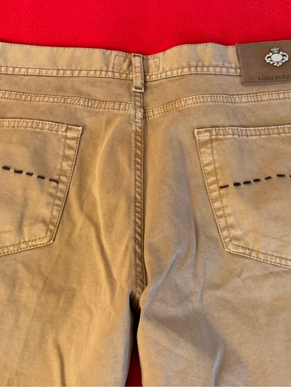 Borrelli Napoli Caracciolo -LB Men's Cotton Beige Khaki Chino Pants Size: 40X31